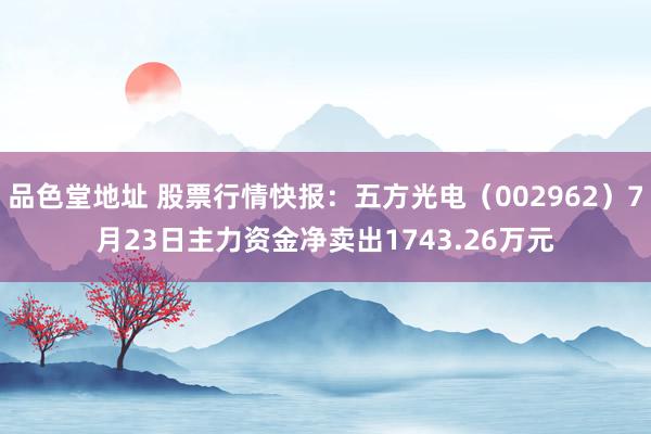 品色堂地址 股票行情快报：五方光电（002962）7月23日主力资金净卖出1743.26万元