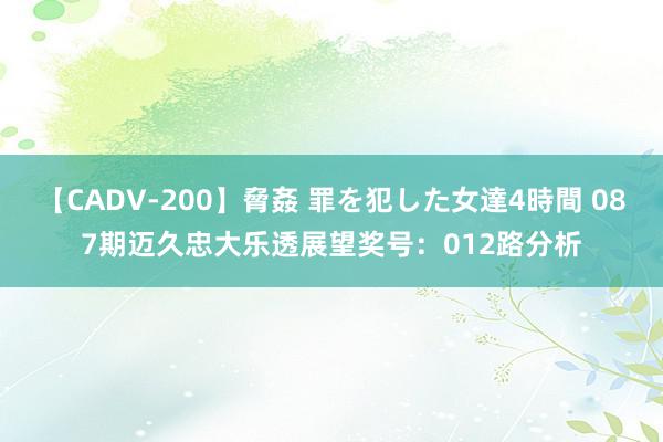 【CADV-200】脅姦 罪を犯した女達4時間 087期迈久忠大乐透展望奖号：012路分析