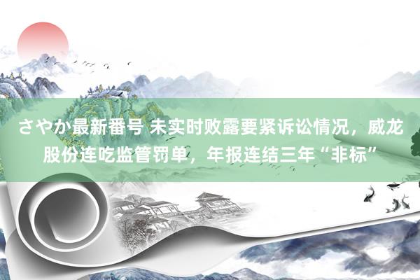 さやか最新番号 未实时败露要紧诉讼情况，威龙股份连吃监管罚单，年报连结三年“非标”