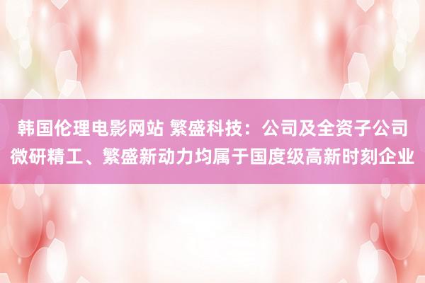 韩国伦理电影网站 繁盛科技：公司及全资子公司微研精工、繁盛新动力均属于国度级高新时刻企业