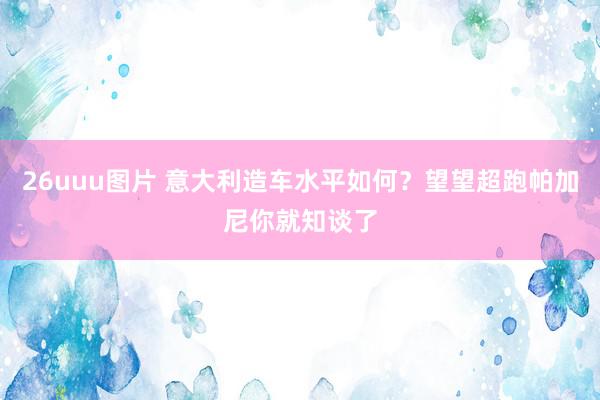 26uuu图片 意大利造车水平如何？望望超跑帕加尼你就知谈了